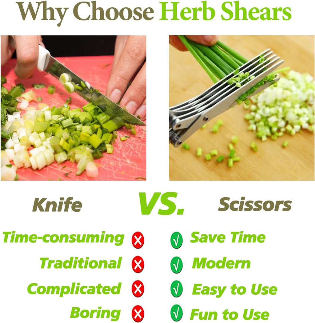 Herb Scissors with 5 Blades and Cleaning Comb