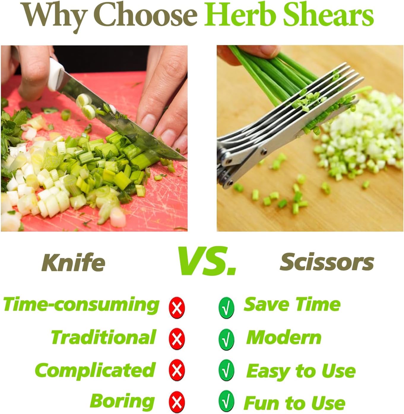Herb Scissors with 5 Blades and Cleaning Comb