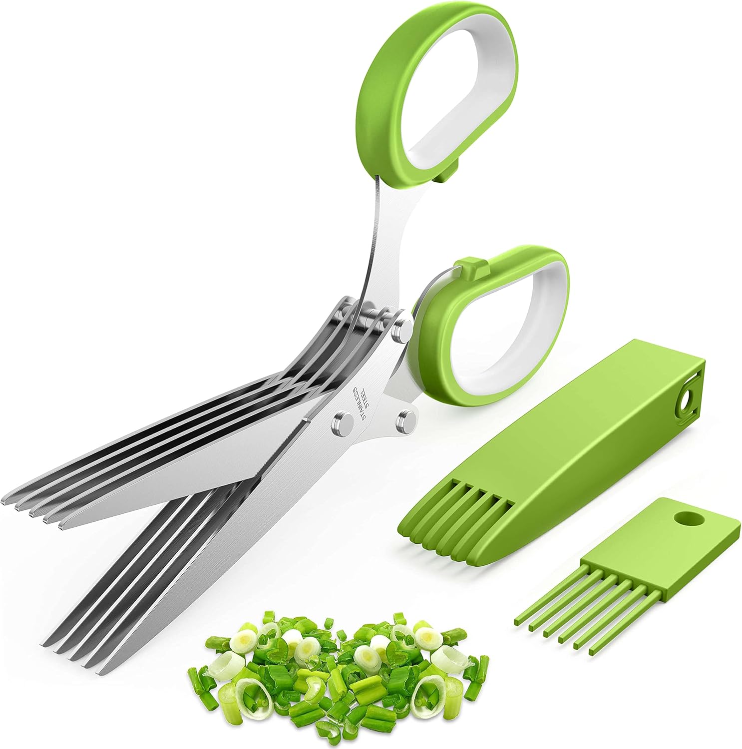 Herb Scissors with 5 Blades and Cleaning Comb